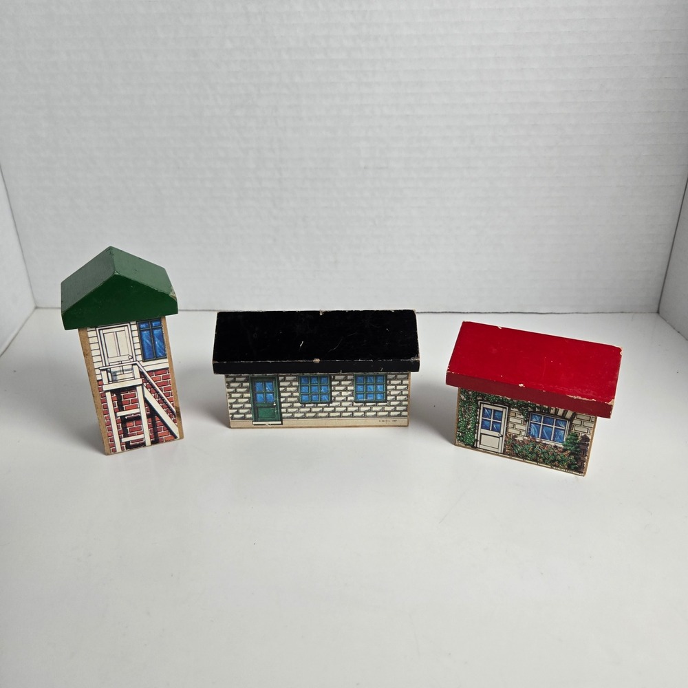 Thomas & Friends Wooden SET 3 BUILDINGS Beekeeper, Signal House, Red Roof 1997